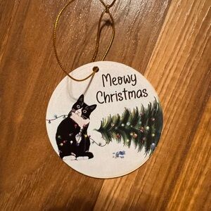 Tuxedo Cat Meowy Christmas Cat Ornament